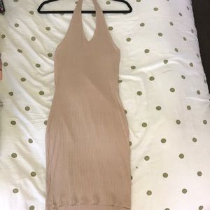 Nude Halter Mini Dress